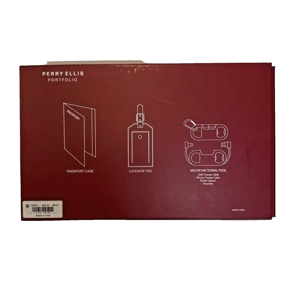 Perry Ellis Portfolio Men's Passport Case Luggage Tag Multifunctional Tool NIB